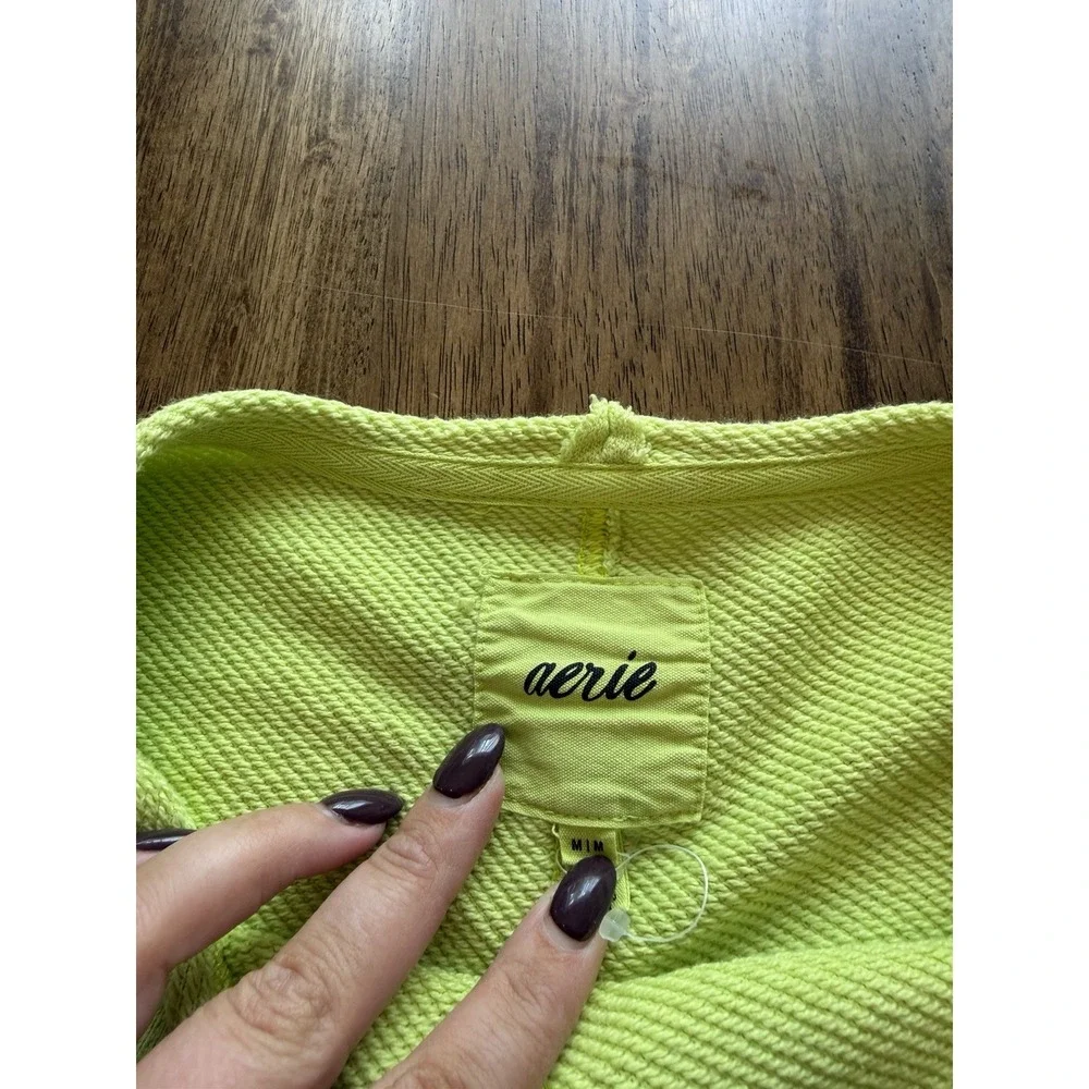 Aerie Neon Lime Lounge Set Cropped Sweatshirt & Shorts M Top L Bottoms